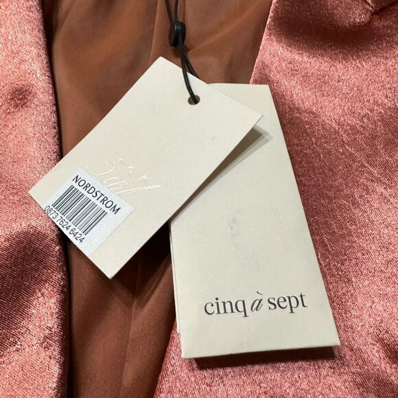 Cinq à Sept Karis Tailored Textured Metallic Satin Blazer Size 10 Copper Pink - Picture 11 of 15